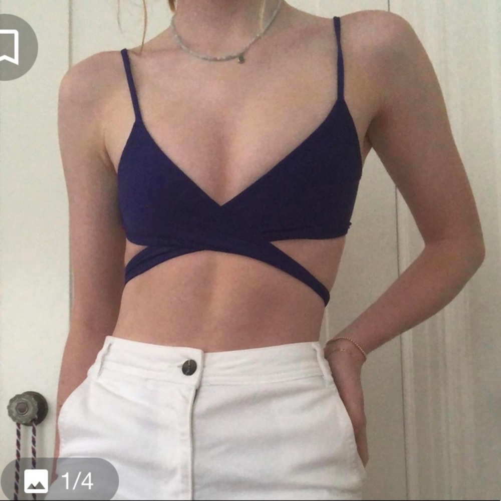 L Space Tie Blue bikini top XS